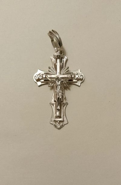 Лот: 24406805. Фото: 1. Крест серебро 875 пр, 7 см - вес... Цепочки