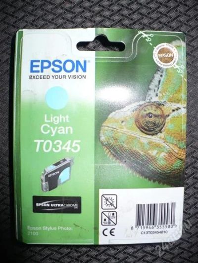 Лот: 1257408. Фото: 1. картридж светлоголубой Epson T0345... Картриджи, расходные материалы