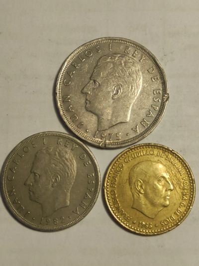 Лот: 25109695. Фото: 1. Три монеты Испании: 1966 - 1982... Европа