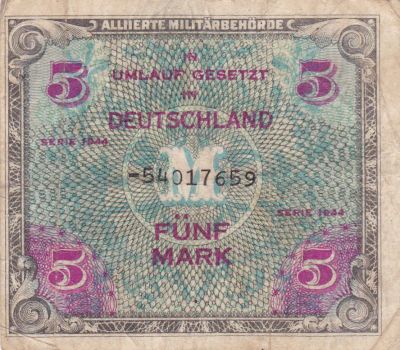 Лот: 5016137. Фото: 1. Оккупация Германии 5 марок 1944... Германия и Австрия