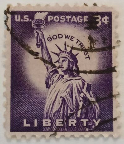Лот: 25375726. Фото: 1. Марки_США, 3 цента 1954 год, Статуя... Марки