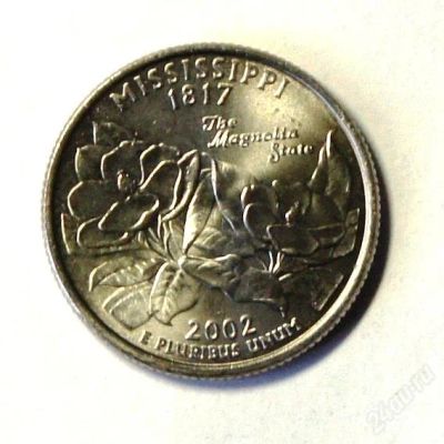 Лот: 2336977. Фото: 1. США. 25 центов 2002 г.Миссисипи... Америка