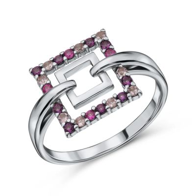 Лот: 23788835. Фото: 1. Серебряное кольцо с аметистами... Кольца, перстни