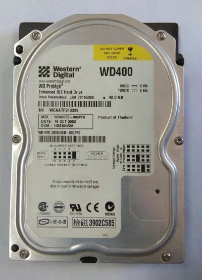 Лот: 11195107. Фото: 1. Жесткий диск WD400EB-00CPF0 40... Жёсткие диски (HDD)