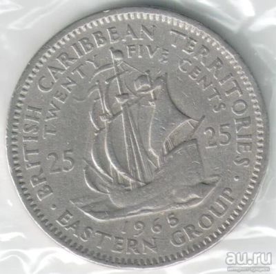 Лот: 14480474. Фото: 1. Восточные Карибы 25 центов 1965... Америка