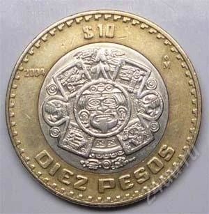 Лот: 1583420. Фото: 1. Мексика. 10 песо 2004г. Биметалл... Америка