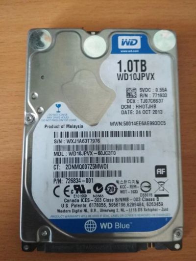 Лот: 11209567. Фото: 1. HDD 1.0TB WD10JPVX. Жёсткие диски (HDD)