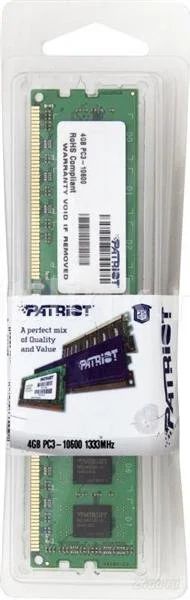 Лот: 1306292. Фото: 1. DDR3 4GB/10660 (1333 MHZ) PATRIOT... Оперативная память