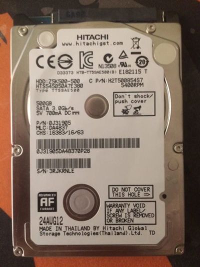 Лот: 20331059. Фото: 1. Жесткий диск Hitachi Z5K500 HTS545050A7E380... Жёсткие диски (HDD)