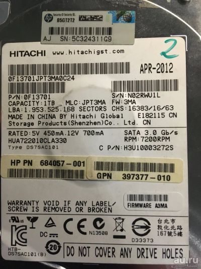 Лот: 18312866. Фото: 1. Жесткий диск Hitachi 1Tb. Жёсткие диски