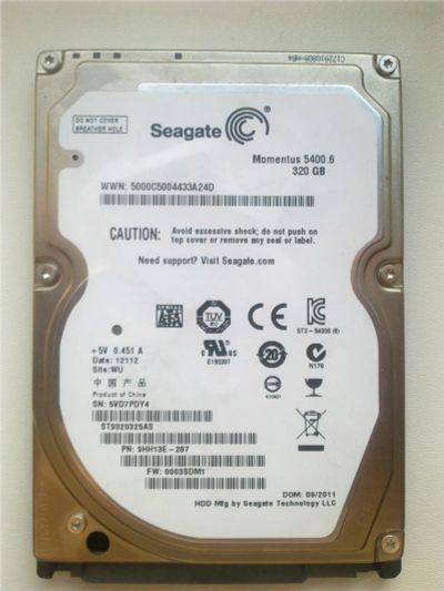 Лот: 9000565. Фото: 1. Seagate Momentus 5400.6 ST9320325AS... Жёсткие диски (HDD)