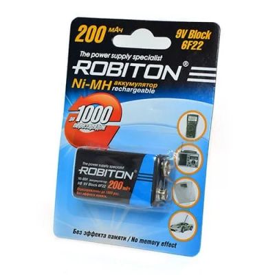 Лот: 21514835. Фото: 1. АКБ F8 (Крона) Robiton 200mAh... Батарейки, аккумуляторы, элементы питания
