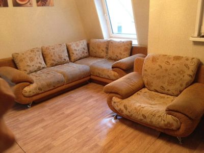 Лот: 7977931. Фото: 1. Диван угловой + кресло. Диваны