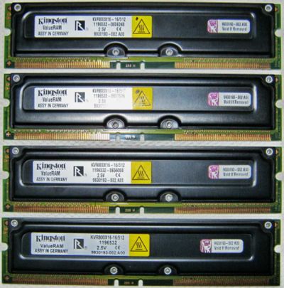 Лот: 9257323. Фото: 1. 2Гб (4 х 512) Kingston RDRAM PC800... Оперативная память