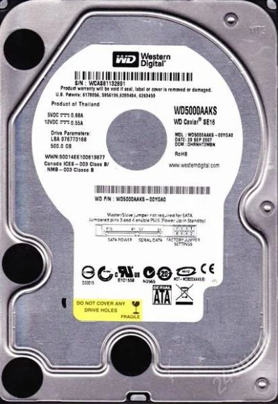 Лот: 1411226. Фото: 1. WD Caviar Blue 500gb ( WD 5000AAKS... Жёсткие диски (HDD)