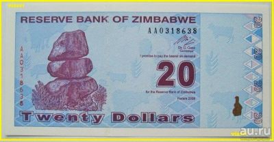 Лот: 5543215. Фото: 1. R Зимбабве 20 долларов 2009, UNC. Африка