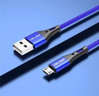 Лот: 16510012. Фото: 1. Кабель micro USB - USB синий 1... Дата-кабели, переходники