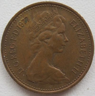 Лот: 6251077. Фото: 1. Великобритания 1 новый пенни 1977. Великобритания и острова