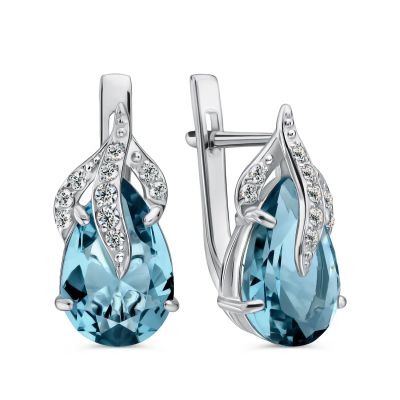 Лот: 23875263. Фото: 1. Серебряные серьги с ювелирными... Серьги, каффы