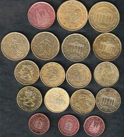 Лот: 10960409. Фото: 1. Евро центы разные монеты . Испания... Европа