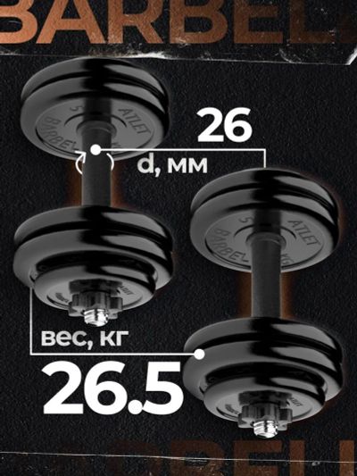 Лот: 22395091. Фото: 1. Гантели разборные MB Barbell MB-FdbM-At4... Гантели