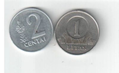 Лот: 2722585. Фото: 1. Две монеты Литва. Европа