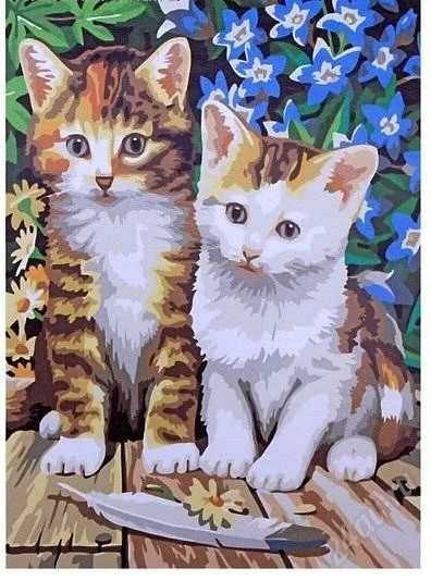 Лот: 2651825. Фото: 1. Холст (картина по номерам) "Котята. Для рисования