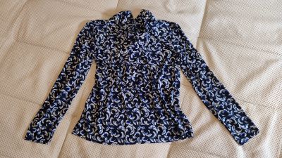 Лот: 25258403. Фото: 1. Блуза трикотажная синяя, стрейч... Блузы, рубашки, водолазки