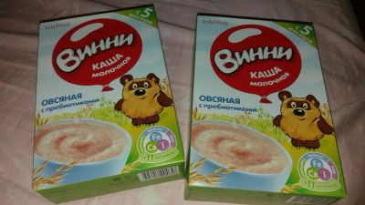 Лот: 9656512. Фото: 1. Каша Винни овсяная 5+ 2шт. Детское питание