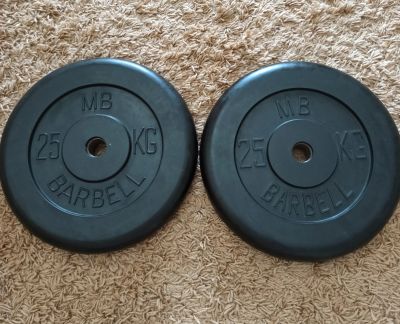 Лот: 17328470. Фото: 1. Диски Обрезиненные Barbell 25... Штанги, блины
