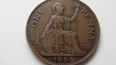 Лот: 5377486. Фото: 1. Великобритания 1 пенни 1965. Великобритания и острова