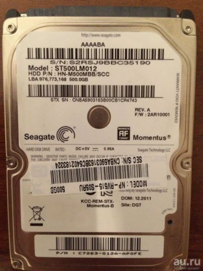 Лот: 9119582. Фото: 1. Hdd seagate 500 gb. Жёсткие диски (HDD)