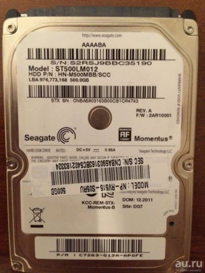 Лот: 9119582. Фото: 1. Hdd seagate 500 gb. Жёсткие диски