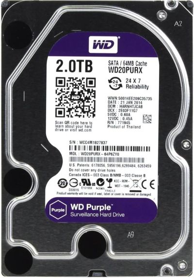 Лот: 11181284. Фото: 1. 2 ТБ Жесткий диск WD Purple IntelliPower... Жёсткие диски