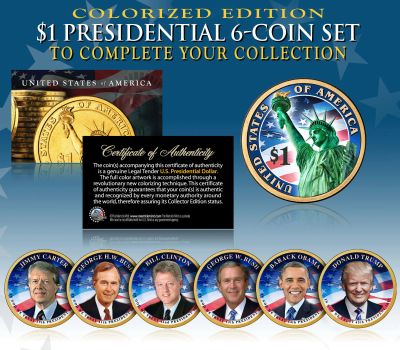 Лот: 11637755. Фото: 1. Набор из 6 монет США Президенты... Америка