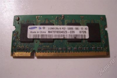 Лот: 699495. Фото: 1. SODIMM DDR2 512MB 2Rx16 PC2-5300S-555-12-A3... Оперативная память