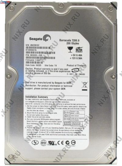 Лот: 4945539. Фото: 1. Seagate Barracuda 7200.9 200Gb... Жёсткие диски (HDD)