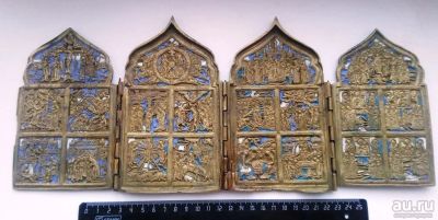 Лот: 18233270. Фото: 1. Складнень 4створчатый Двунадесятые... Иконы