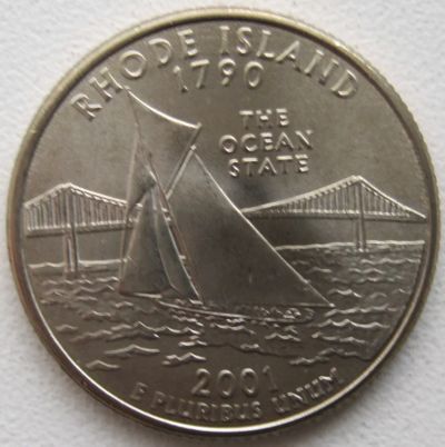 Лот: 6729956. Фото: 1. США 25 центов 2001. Род-Айленд... Америка
