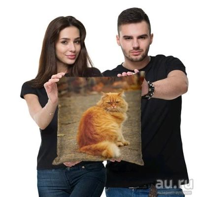 Лот: 10541305. Фото: 1. Подушка 3D рыжий кот. Одеяла, подушки