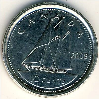 Лот: 8718734. Фото: 1. Канада 10 центов 2009 года.. Королева... Америка