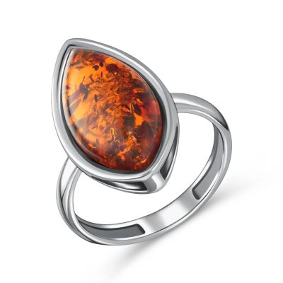 Лот: 23870963. Фото: 1. Серебряное кольцо с янтарем. Кольца, перстни