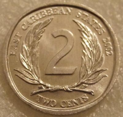 Лот: 8140215. Фото: 1. 2 цента 2002 Восточные Карибы. Австралия и Океания