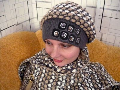 Лот: 4682264. Фото: 1. шапочка (берет) и шарфик комплект... Головные уборы