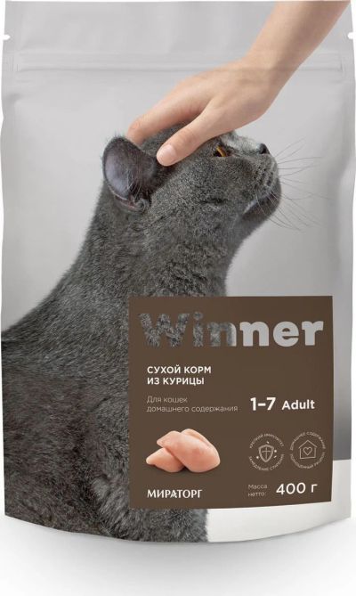 Лот: 15056079. Фото: 1. (Виннер) Курица 400г сухой корм... Корма