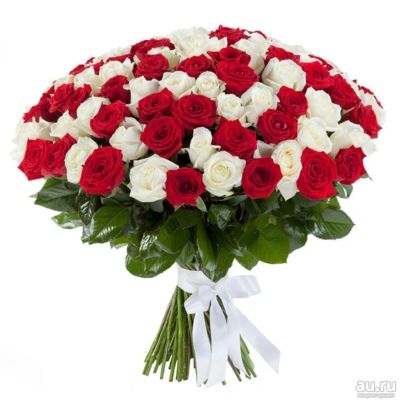 Лот: 13652117. Фото: 1. Лот № 383 Букет из 51 красно-белых... Свежие цветы