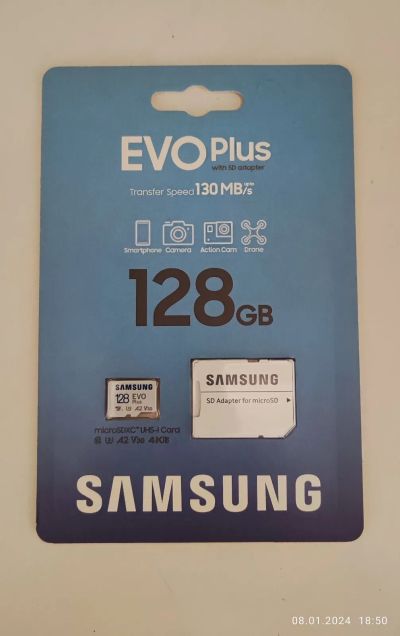 Лот: 21177721. Фото: 1. Micro SD Samsung Evo Plus 128... Карты памяти