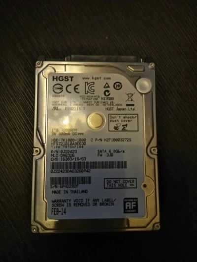 Лот: 9966370. Фото: 1. жесткий диск 2.5 hgst 1TB 7200... Жёсткие диски (HDD)
