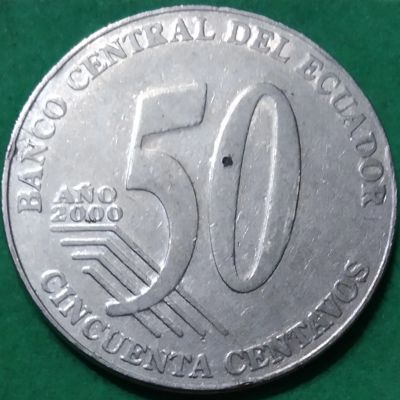 Лот: 20504311. Фото: 1. Эквадор 50 сентаво 2000 большая. Америка