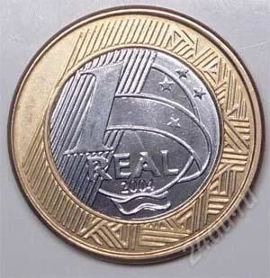 Лот: 1588287. Фото: 1. Бразилия. 1 реал 2004г. Биметалл... Америка